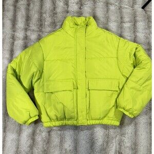 New Look Bright Green Puffer Jacket - Juniors Medium